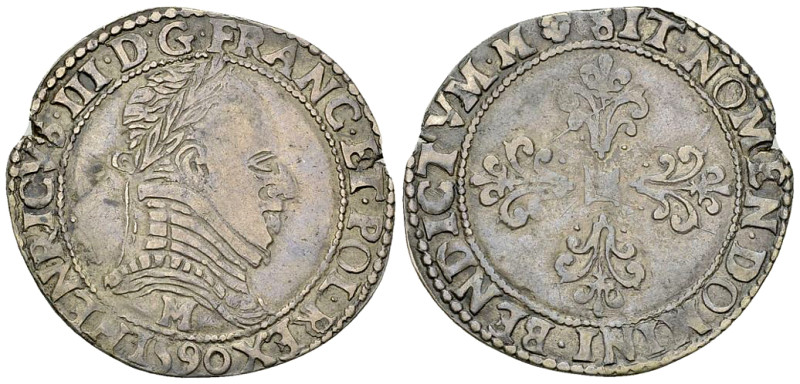 Henri IV (III), AR Demi Franc au col plat 1590 M, Toulouse 

Frankreich, König...