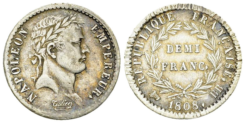 Napoléon I, AR Demi Franc 1808 BB, Strasbourg 

Frankreich, Premier Empire. Na...