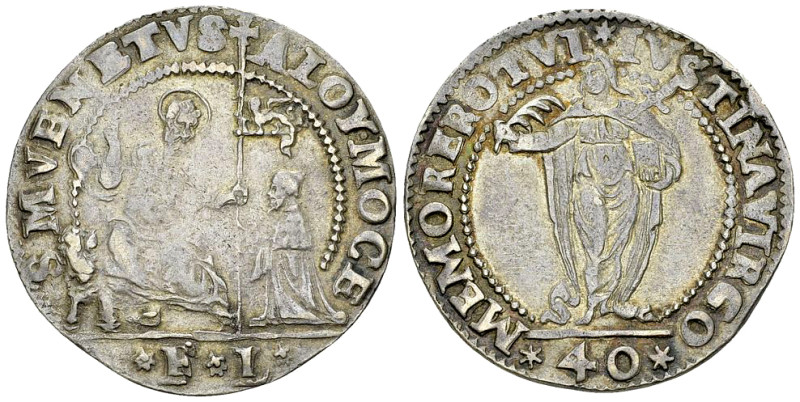 Alvise I Mocenigo, AR 40 Soldi con Santa Giustina o.J. 

Italien, Venedig. Alv...