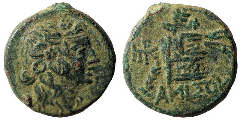 Pontos, Amisos. Time of Mithradates VI Eupator (ca 85-65 BC) AE
Obv: Head of Di...