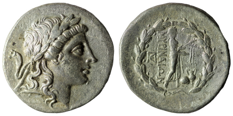 Aiolis, Myrina AR Tetradrachm. Circa 155-145 BC. Stephanophoric type. Laureate h...