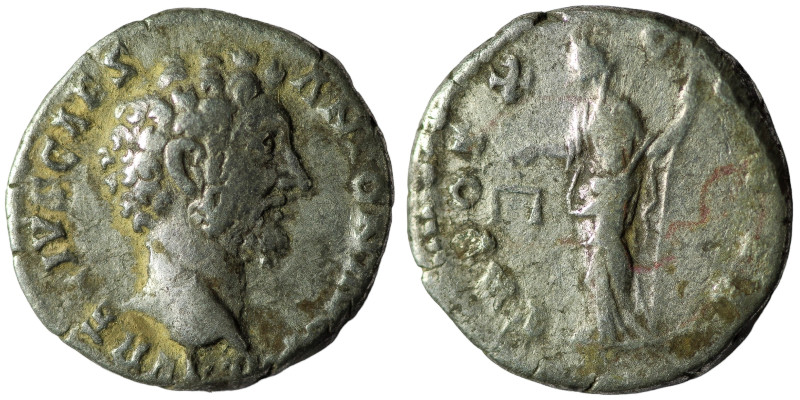 Marcus Aurelius AR Denarius. Rome, AD 167-168. M ANTONINVS AVG ARM PARTH MAX, he...