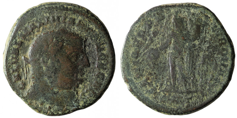 Maximinus II, as Caesar (AD 310-313). AE follis or BI nummus . XF, deposits. Cyz...