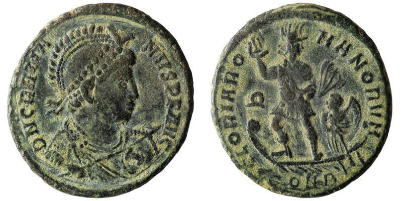 Theodosius I Æ Centenionalis. Constantinople, AD 378-383. D N THEODOSIVS P F AVG...