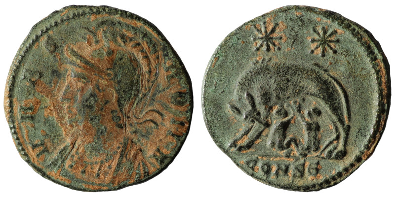 Vrbs Roma, nummus, Constantinople, 330-333
A/VRBS ROMA, Buste casqué à gauche, ...