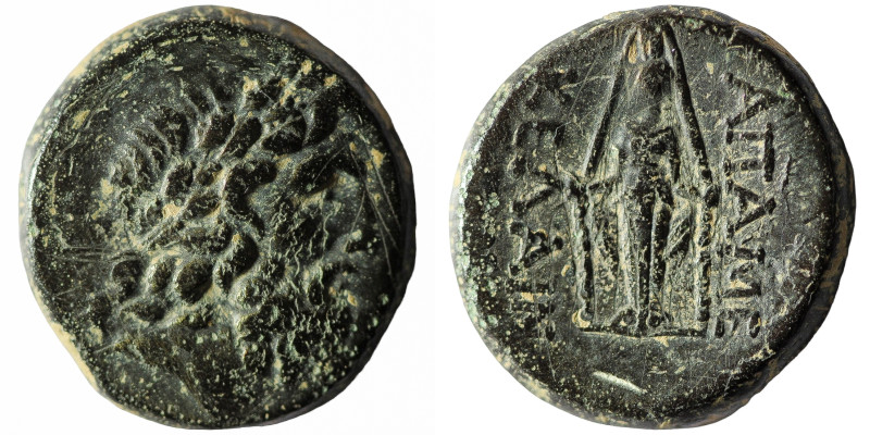 Phrygia, Apameia AE ca 100-50 BC, Uncertain magistrate.
Obv: Laureate head of Z...