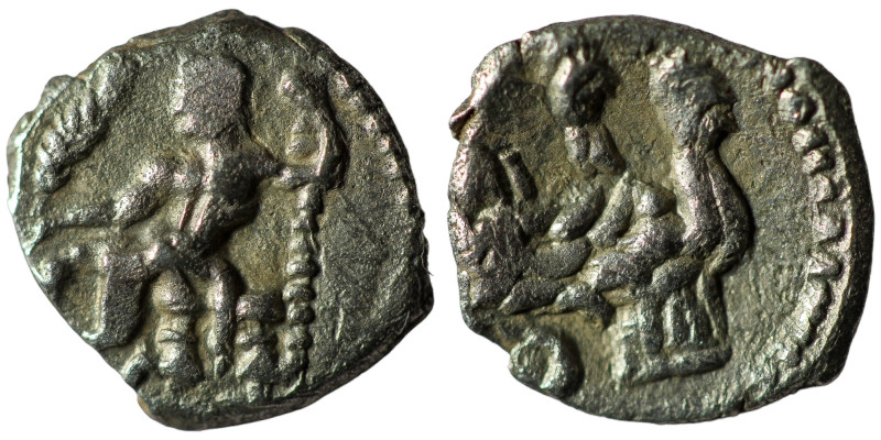 LYCAONIA. Laranda. Obol (Circa 324/3 BC).
Obv: Baal seated left on throne, hold...