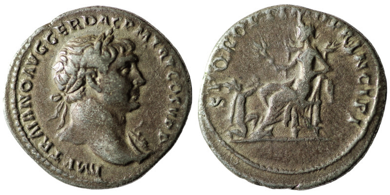 Trajan AD 98-117. Rome
Denar AR
IMP TRAIANO AVG GER DAC P M TR P COS V P P, la...