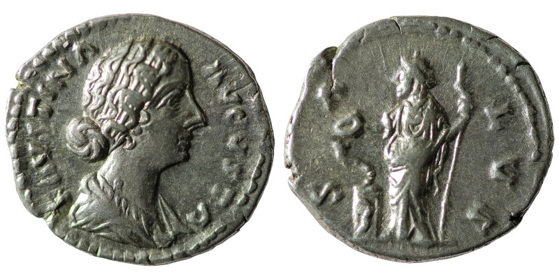 FAUSTINA II (Augusta, 147-176). Denarius. Rome.
Obv: FAVSTINA AVGVSTA.
Draped ...