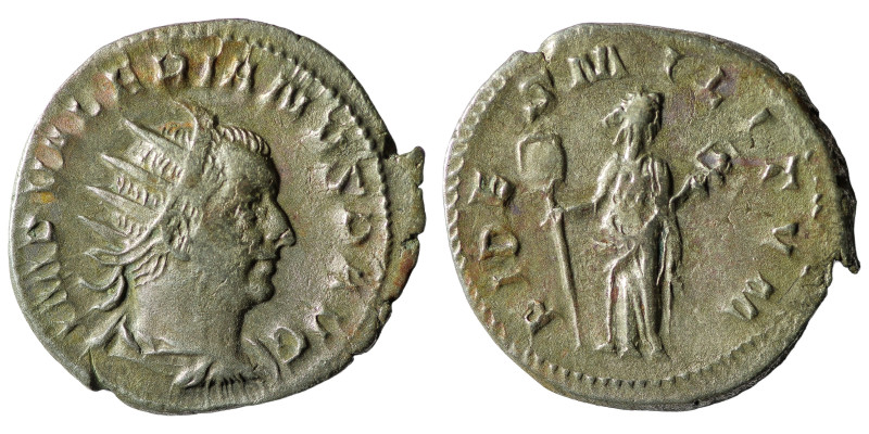 VALERIAN I (253-260). Antoninianus. Viminacium.
Obv: IMP VALERIANVS P AVG.
Lau...