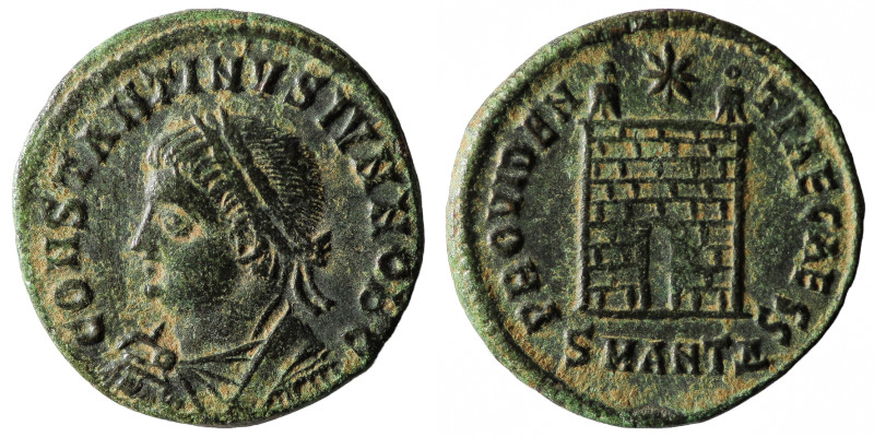 Constantine II. As Caesar, A.D. 316-337. Æ follis. Antioch mint, 4th officina. S...