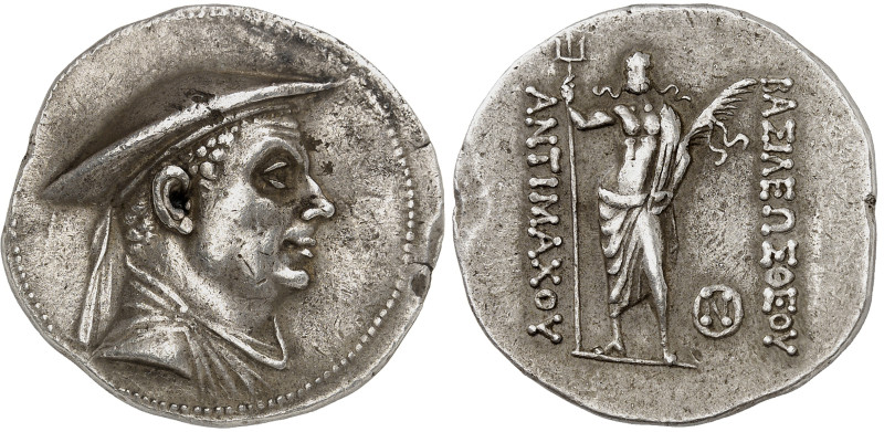 Royaume de Bactriane

Antimaque Ier (c. 174-165)

Tétradrachme en argent

...