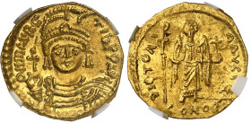 Maurice Tibère (582-602)

Solidus - Constantinople, Officine E

Magnifique exemplaire.

4.45g - S. 478 - MIB 6 - DOC 5

FDC - NGC MS (5/5 et 3...