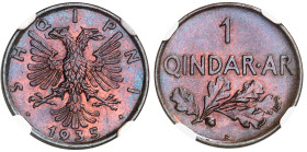 Albanie

Ahmed Zogu (1925-1939)

1 qindar en bronze - 1935 R Rome

Rare dans cette qualité.

Le plus haut grade.

FDC Exceptionnel - NGC MS ...