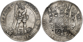 Allemagne - Brunswick-Lunebourg-Calenberg

Georges-Guillaume (1648-1665) 

Thaler en argent – 1659 HS

 Bel exemplaire.

Rayure en forme de cr...