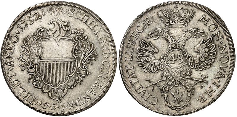 Allemagne - Lübeck

Thaler ou 48 schilling en argent – 1752 

 Bel exemplair...