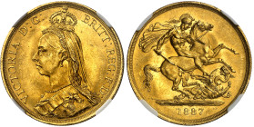 Angleterre

Victoria (1837-1901)

2 souverains en or - 1887

Magnifique exemplaire.

15.97g - KM 786 - Fr. 395

Pratiquement FDC - NGC MS 63...