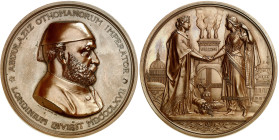 Angleterre

Abdul Aziz (AH 1277-1293 / 1861-1876).

Médaille en cuivre pour la visite de la ville de Londres par le Sultan Abdul Aziz - 1867

Fr...
