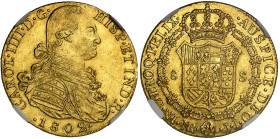 Colombie

Charles IV (1788-1808) 

8 escudos en or - 1802 NR JJ Santa Fe (Bogotá) 

Magnifique exemplaire. 

Exemplaire de la vente Numisor 2 ...
