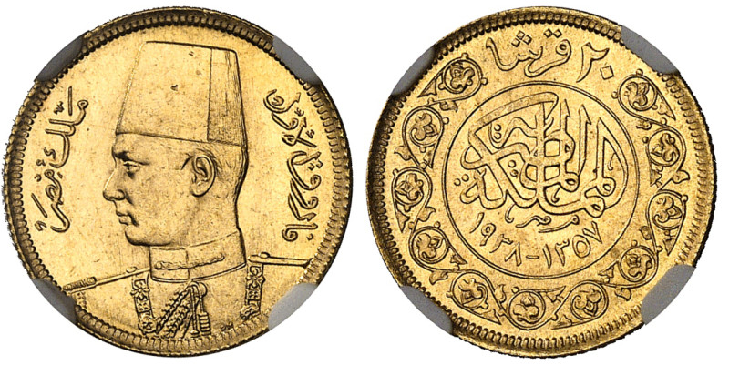 Egypte

Farouk (1355-1372 AH / 1936-1952)

20 piastres en or - 1357 AH / 193...