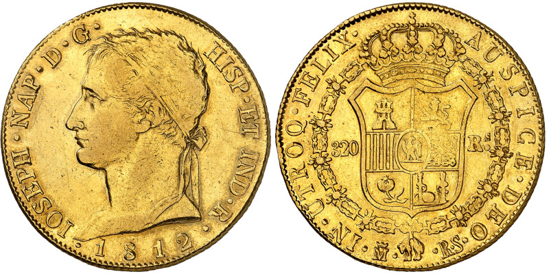 Espagne

Joseph Napoléon (1808-1813)

320 réales en or - 1812 Madrid - R.S....