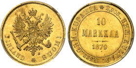 Finlande

Occupation russe - Alexandre II (1855-1881)

10 markkaa en or - 1879 S

6.45g - KM 8.2 - Fr 4

Pratiquement FDC - PCGS MS 63