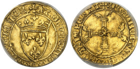 France

Charles VII (1422-1461)

1/2 écu d'or à la couronne - 2ème émission du 12 août 1445 - Point 19ème Saint -Lô 

Très rare et bel exemplair...