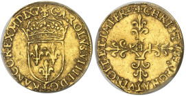 France

Charles IX (1560-1574)

Écu d'or au soleil - 1er type - 1565 H La Rochelle

Rare.

3.39g - Dup. 1057 - Fr. 378

Superbe - PCGS AU 53...