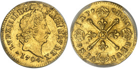 France

Louis XIV (1643-1715) 

1/2 louis d'or aux insignes - 1704 K Bordeaux - Réformation 

Seul exemplaire d'un 1/2 louis d'or aux insignes c...