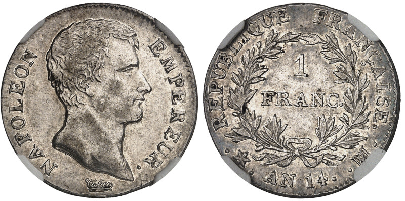 France

Consulat (1799-1804)

 Franc – An 14 MA Marseille

 Rarissime et m...