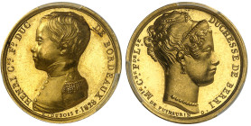 France

Henri V (1820-1883)

Médaille en or Henri V Duc de Bordeaux et de Marie-Caroline Duchesse de Berry - 1828

Magnifique médaille d'une qua...