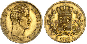 France

Charles X (1824-1830)

 40 francs en or - 1830 A Paris.

 Frappe spéciale - Tranche en relief. 

 Très rare, seulement 1.324 exemplair...