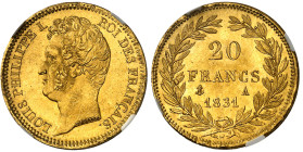 France

Louis-Philippe Ier (1830-1848)

20 francs en or - 1831 A Paris

Tranche en creux.

D'une qualité hors norme.

Le plus bel exemplaire...