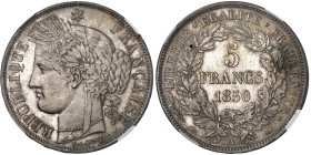France

IIème République (1848-1852)

5 francs Cérès en argent - 1850 A Paris 

D'une qualité exceptionnelle. 

Le plus bel exemplaire gradé....