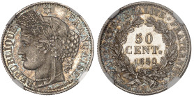 France

IIème République (1848-1852) 

Epreuve en argent sur flan bruni du 50 centimes Cérès - 1850 A Paris 

Rarissime.

Deuxième plus haut g...