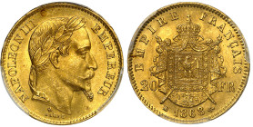 France

Napoléon III (1852-1870)

20 francs en or - 1868 BB Strasbourg

Le deuxième plus haut grade, un seul en MS 66+.

6.45g - G. 1062 - F 5...