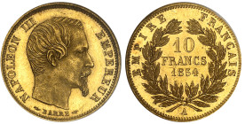 France

Napoléon III (1852-1870)

Épreuve sur flan bruni du 10 francs en or petit module - 1854 petit A Paris

D'une insigne rareté.

3.22 g -...