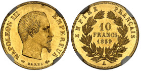 France

Napoléon III (1852-1870)

10 francs en or - 1859 A Paris

D'une qualité exceptionnelle.

3.22g - Fr. 576a

FDC Exceptionnel - NGC MS...