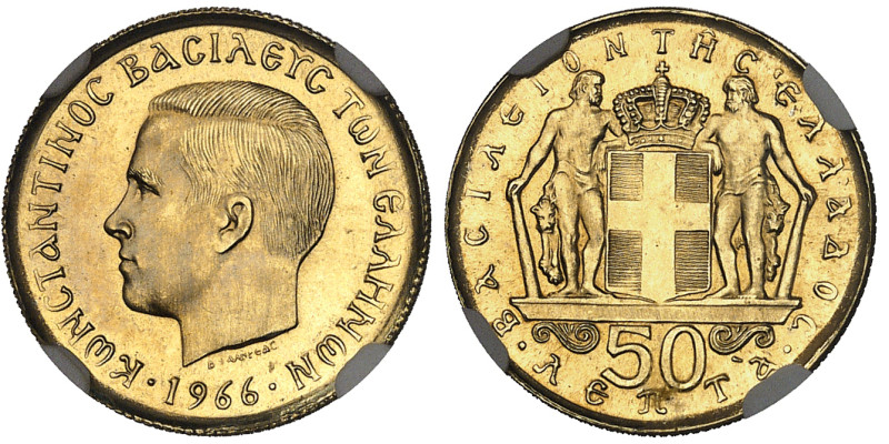 Grèce

Constantin II (1964-1973)

Épreuve en or sur flan bruni du 50 lepta c...