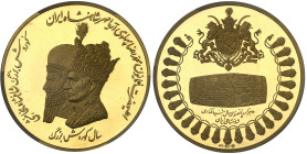 Iran

Mohammad Reza (1320-1358 SH / 1941-1979)

Médaille en or - 1350 SH / 1971

Très rare.

100.0g - 60mm

Flan bruni - PCGS PR 63 DEEP CAM...