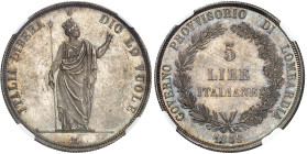 Italie - Lombardie

Gouvernement Provisoire (1848)



5 lires en argent - 1848 M Milan

Rare et magnifique exemplaire.

25.0g - KM 22.1

P...