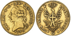 Italie - Sardaigne

Victor-Amédée III (1773-1796)

Doppia en or - 1790

Rare.

45.51g - KM 67 - Fr. 1120

Superbe - AU