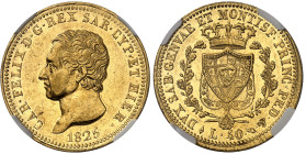 Italie - Sardaigne

Charles-Félix (1821-1831)

40 lires en or - 1825 L Turin

16.12g - KM 107.1 - Fr. 1134

Superbe - NGC AU 58