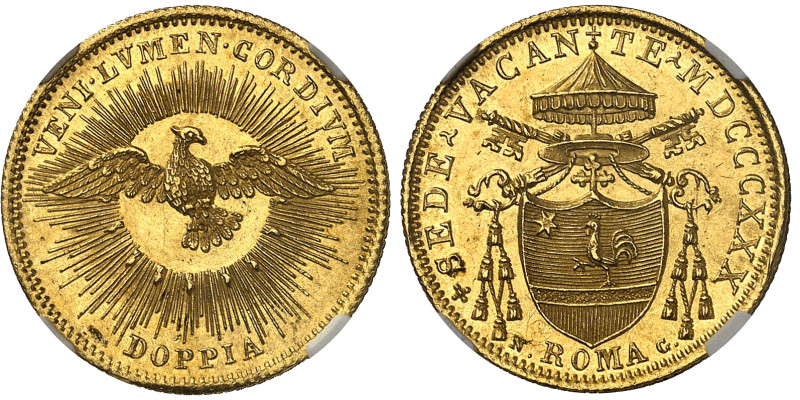 Italie - Vatican

Siège vacant (1830-1831)

Doppia en or - 1830 Rome

Rari...