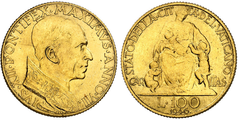 Italie - Vatican

Pie XII (1939-1958)

 100 lires en or – an VIII 1946 

 ...
