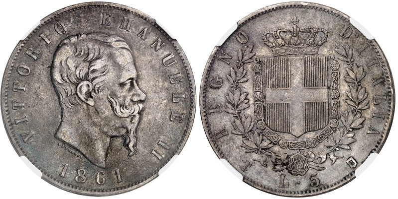 Italie

Victor-Emmanuel II (1861-1878)

5 lires en argent - 1861 T Turin

...