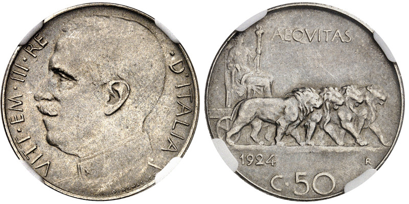 Italie

Victor-Emmanuel III (1900-1946)

50 centesimi en nickel - 1924 R Rom...