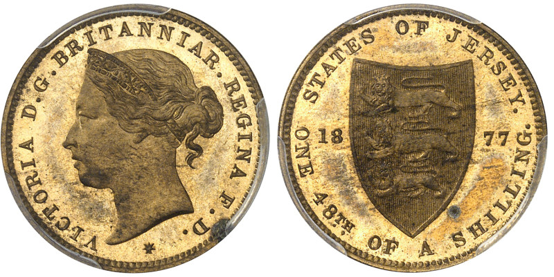 Jersey

Victoria (1837- 1901)

Épreuve sur flan bruni du 1/48 de shilling - ...