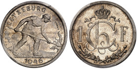Luxembourg

Charlotte (1919-1964)

Essai en argent du 1 franc - 1946 

Tranche lisse - Frappe monnaie.

Répertorié avec le mot essai au revers...