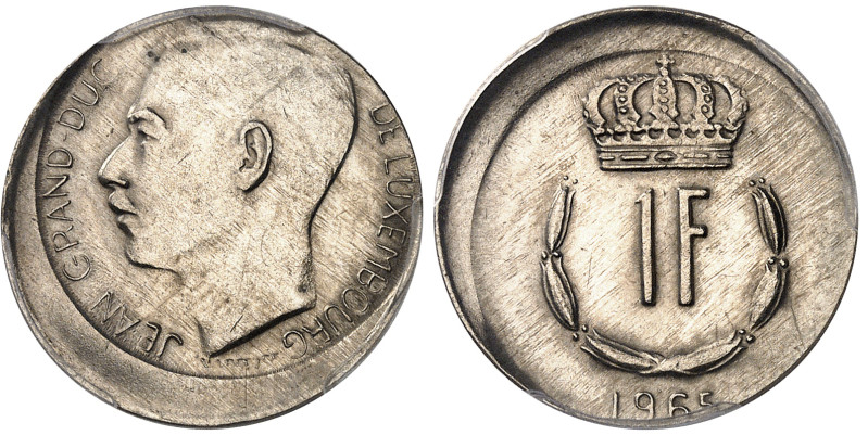 Luxembourg

Jean (1964-2000)

Franc en argent - 1965

Frappe décalée - Rar...
